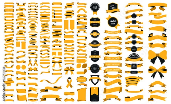 Fototapeta Beautiful Ribbons, Tags and Bows Collection Set Vector Design Eps 10	
