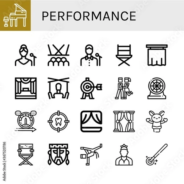 Fototapeta performance icon set