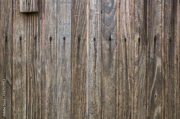 Fototapeta Old weathered wooden wall with boards and nails, texture of wood. 
