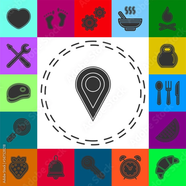 Fototapeta map pointer, map pin, map gps icon - arrow pin, compass location