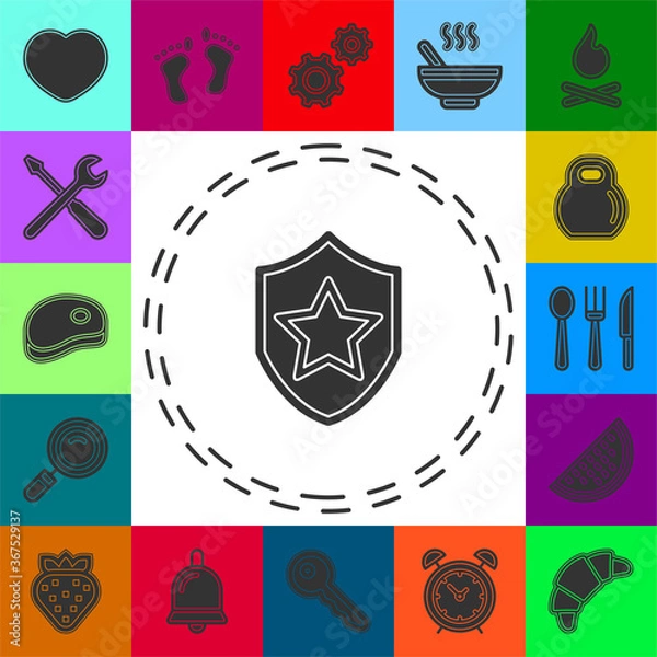 Fototapeta vector security shield with star emblem- protection and safety sign, shield icon