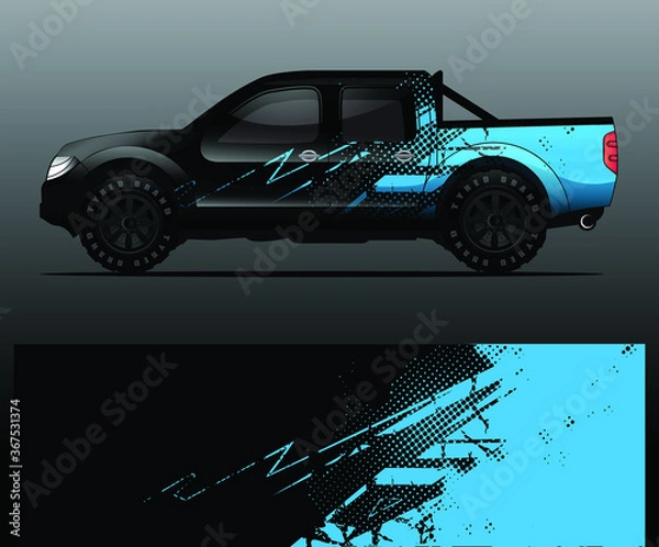 Fototapeta truck and vehicle Graphic vector. Racing background for vinyl wrap and decal