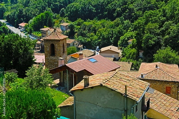 Obraz fondo viejas casas de pueblo de montaña
