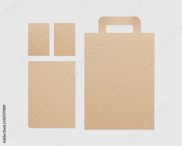 Fototapeta Corporate identity template set. Business cards, Paper bag, Notebook cover. Business stationery mockup. Mockup vector isolated. Template design. 