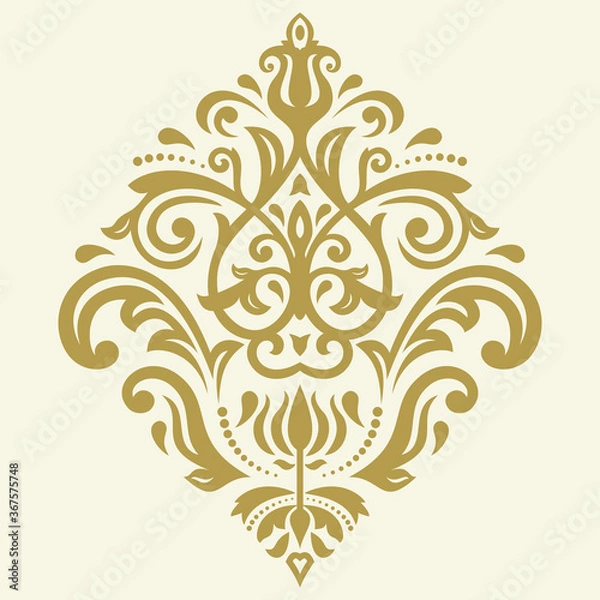 Fototapeta Oriental vector golden pattern with arabesques and floral elements. Traditional classic ornament. Vintage pattern with arabesques