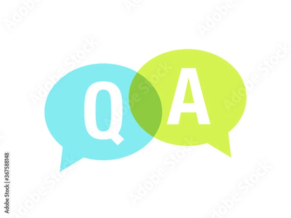 Fototapeta Q and A icon. Blue and green q & a logo.  Question and answers icon. 