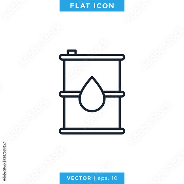 Fototapeta Oil Barrel Icon Vector Design Template. Editable Stroke