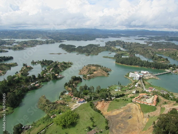 Fototapeta Aerial view of Guatapé, Colombia 
