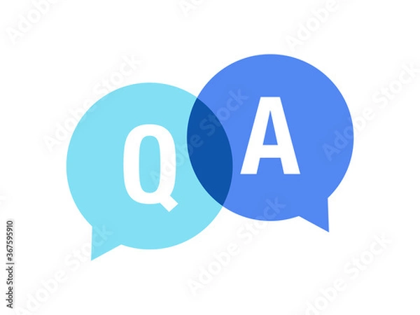 Fototapeta Q and A icon. Blue and green q & a logo.  Question and answers icon. 