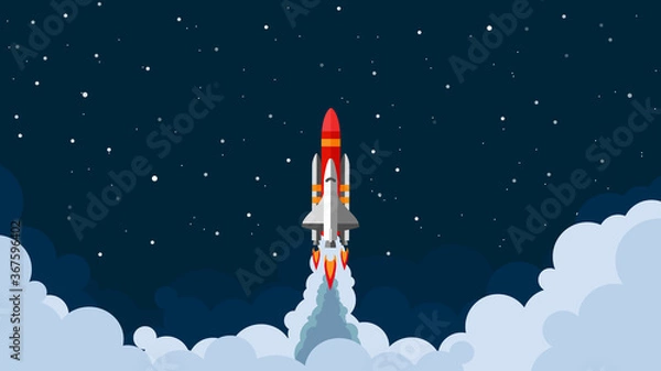 Obraz Space shuttle, rocket flying in space with stars on background