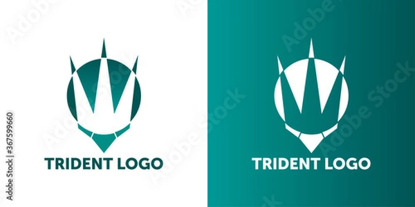 Fototapeta Vector design of trident and poseidon sign. Set of trident and sea vector icon for stock.