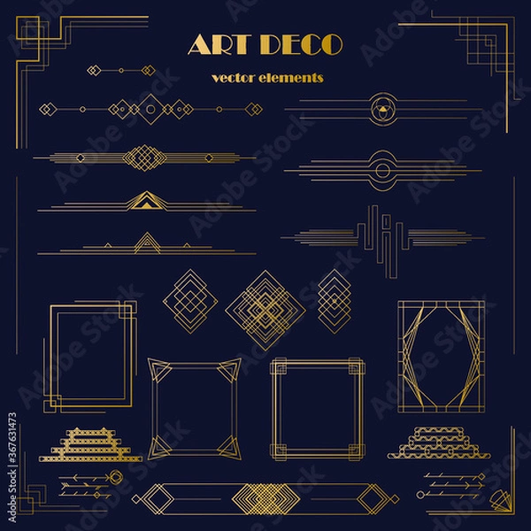 Obraz Set of Art Deco elements: borders, frames, headers, elements