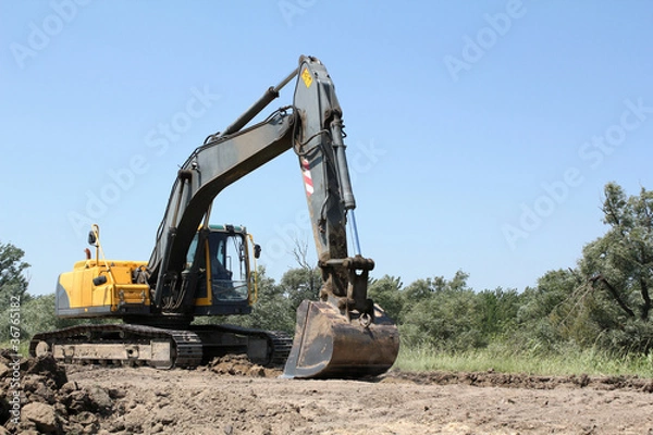 Obraz excavator on road construction