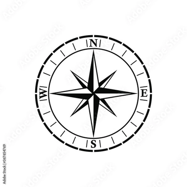 Obraz Compas icon isolated on background. Modern flat compass pictogram, business, marketing, internet concept. Trendy Simple vector symbol for web site design or button to mobile app. Logo illustration.