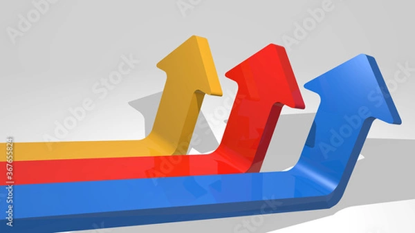 Obraz 3d rendering three arrows shape on grey background