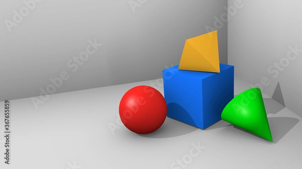 Obraz 3d rendering simple geometric shape on grey background