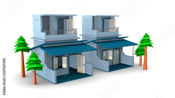 Obraz 3d rendering building real estate property bakcground