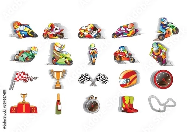 Fototapeta collection of racing related objects