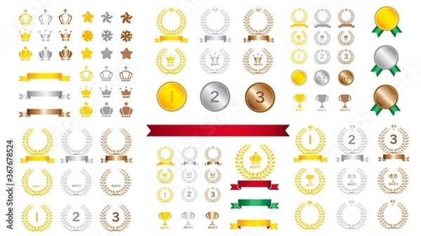 Obraz Illustration set of ranking icon and crown