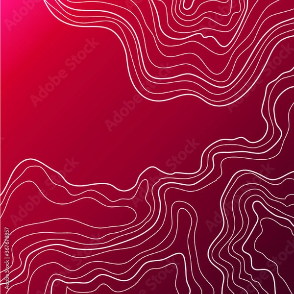 Fototapeta topographic map abstract elevation lines vector illustration isolated on red background