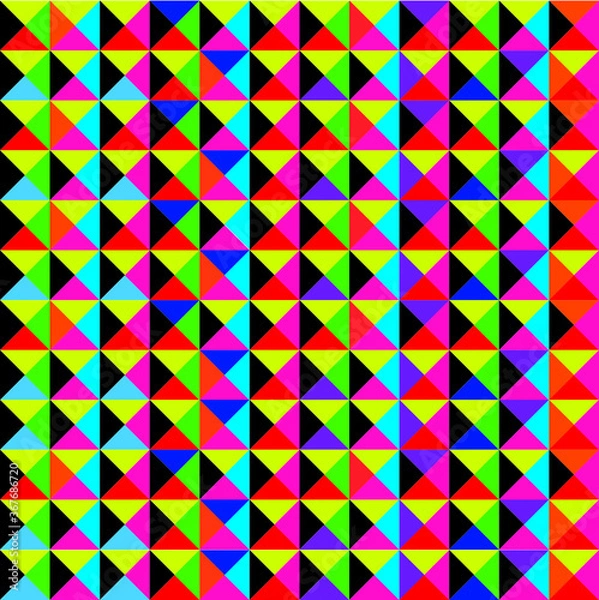 Fototapeta Illustration of geometrical colorful pattern of triangles and squares