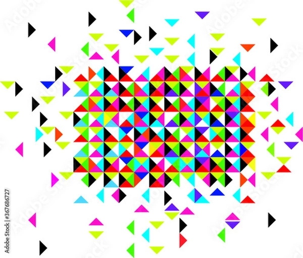Fototapeta Illustration of geometrical colorful pattern of triangles and squares