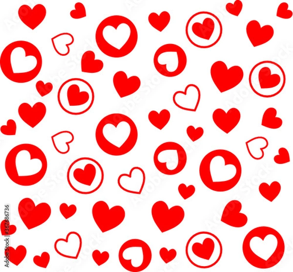 Fototapeta Vector red hearts pattern. Valentine. Holiday. Background