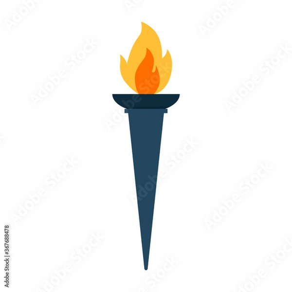 Fototapeta Torch flat, flame icon, vector illustration isolated on white background