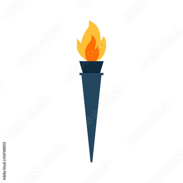 Fototapeta Torch flat, flame icon, vector illustration isolated on white background