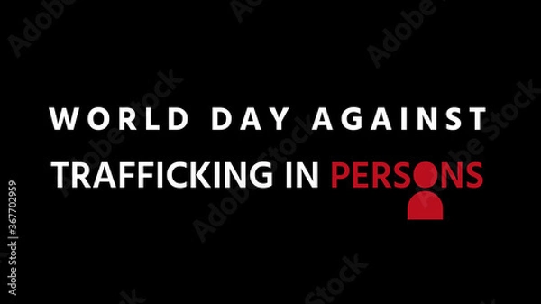 Fototapeta World day against trafficking in persons lettering, human trafficking concept, vector illustration for graphic design, website or banner
