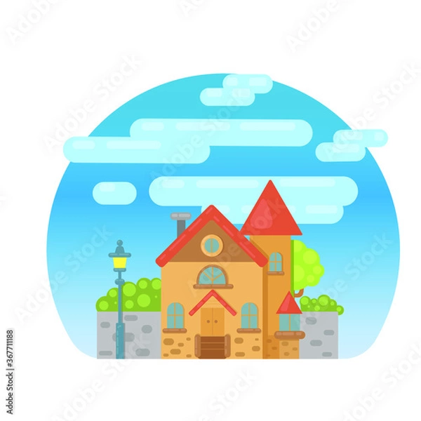 Fototapeta Vector image of a small house. Illustration for the design of articles, website, eps