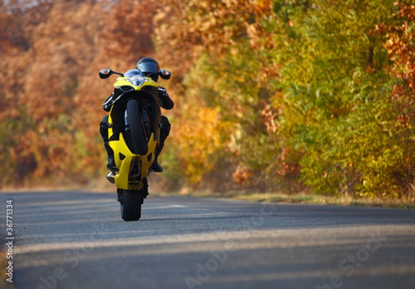Obraz wheelie on motorcycle