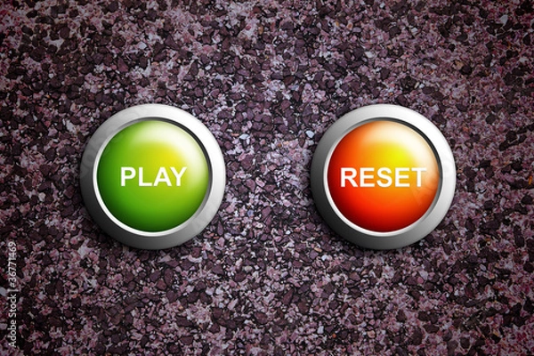 Fototapeta play and reset button on grunge texture