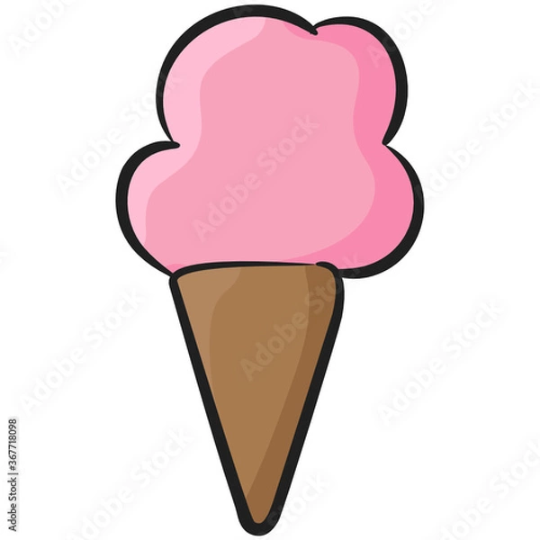 Fototapeta 
An ice cream cone in flavor, doodle vector of sweet dessert 
