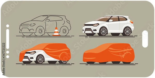 Fototapeta White car state template perfect for use in mobile applications, banner, web, landing page