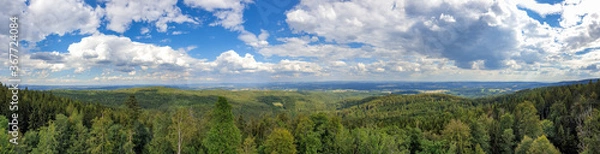 Fototapeta scenic panorama view of natural landscape under a cloudy sky