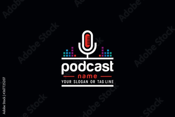 Obraz podcast logo design vector template