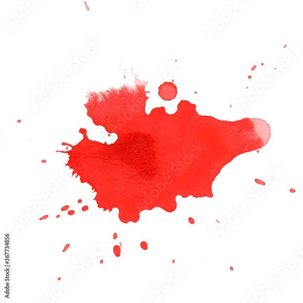 Fototapeta Paint splash and drop. Hand drawn isolated watercolor stain.