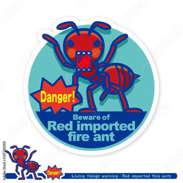 Obraz いきもの注意報：ヒアリ出没注意サイン（英語）