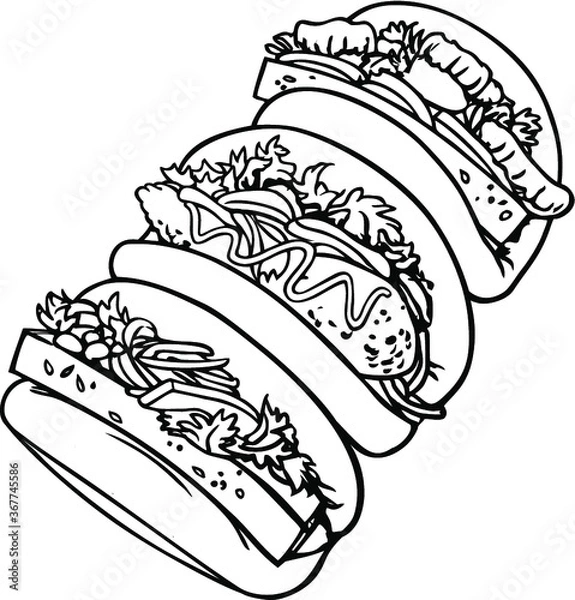 Obraz Gua bao, Steamed buns, Chinese food, Taiwanese Gua Bao, Asian food, Chinese cuisine, Pork Buns, Bbq pork bao isolated on white background
