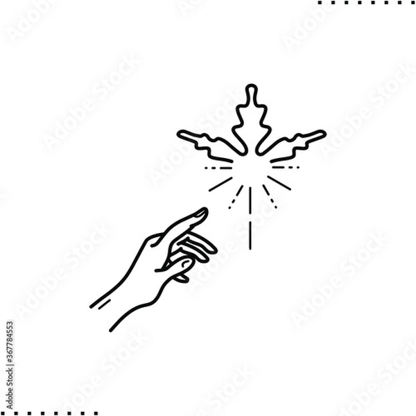 Fototapeta Cannabis art vector icon in outlines