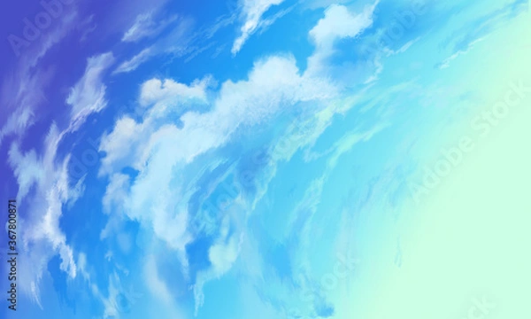 Fototapeta Blue sky with clouds in the left corner. Art background