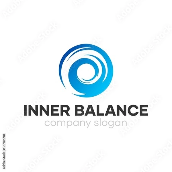 Obraz Inner Circle Yoga Logo Blue Wave Design Idea