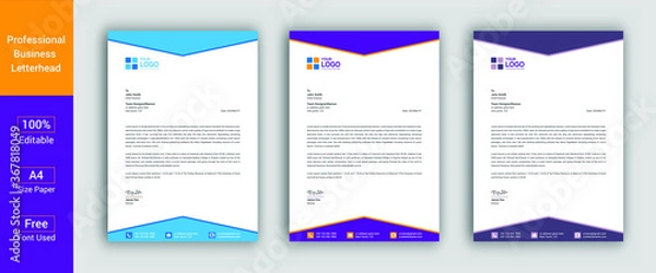 Fototapeta Professional Letterhead Template in flat style, various color letterhead set or bundle. Letterhead Template Graphics, Designs & Templates
