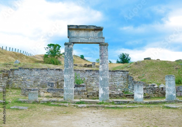 Fototapeta Beautiful view of the ruins with columns on the hills