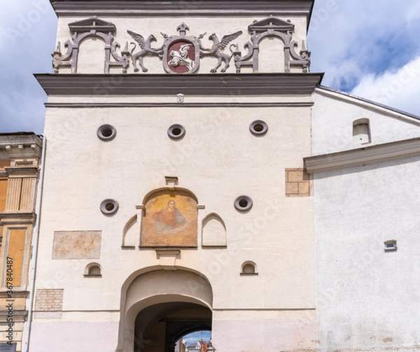 Fototapeta The Gate of Dawn or Sharp Gate, an old city gate in Vilnius, Lithuania. One of the most important religious, historical and cultural monuments and a major site of Catholic pilgrimage the country.