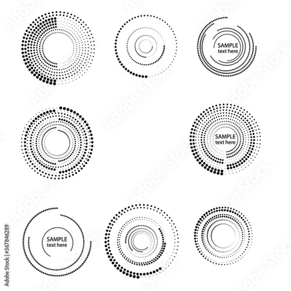 Obraz Halftone dots in circle form. round logo . vector dotted frame . design element