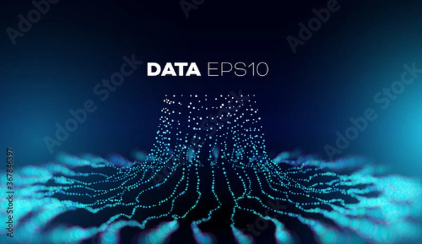 Fototapeta Tło wektor drzewa danych. Technologia Big Data. Informacje o gałęzi bazy danych. Futurystyczny przepływ kodu