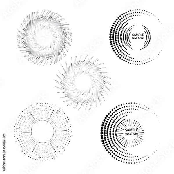 Fototapeta Halftone dots in circle form. round logo . vector dotted frame . design element