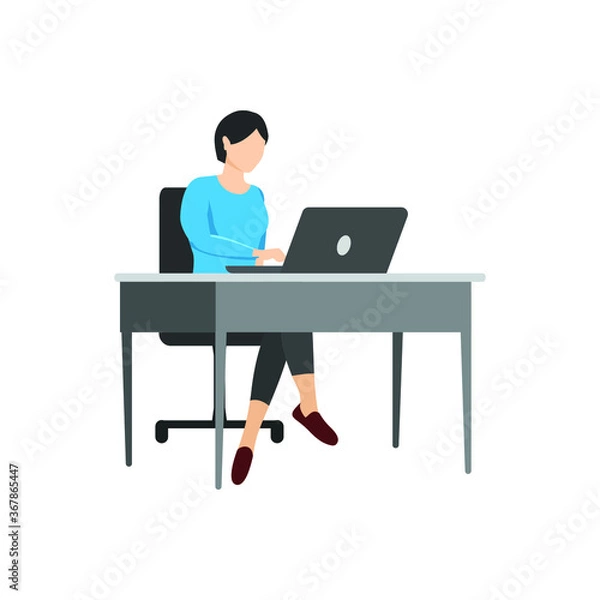 Fototapeta character working office desk vector